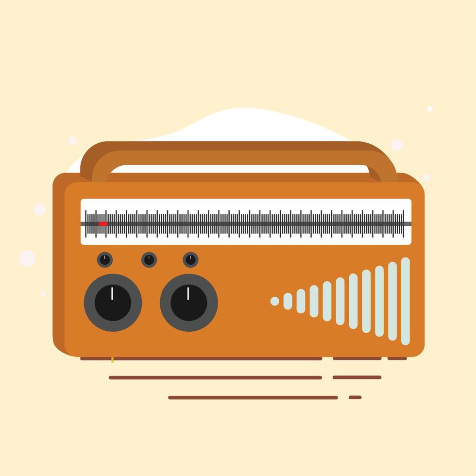 Old brown radio icon illustration vector