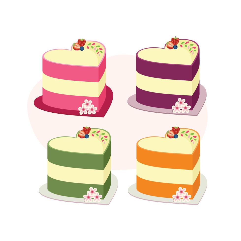 Strawberry, blueberry, matcha and lemon dessert cake for your romantic moment vector