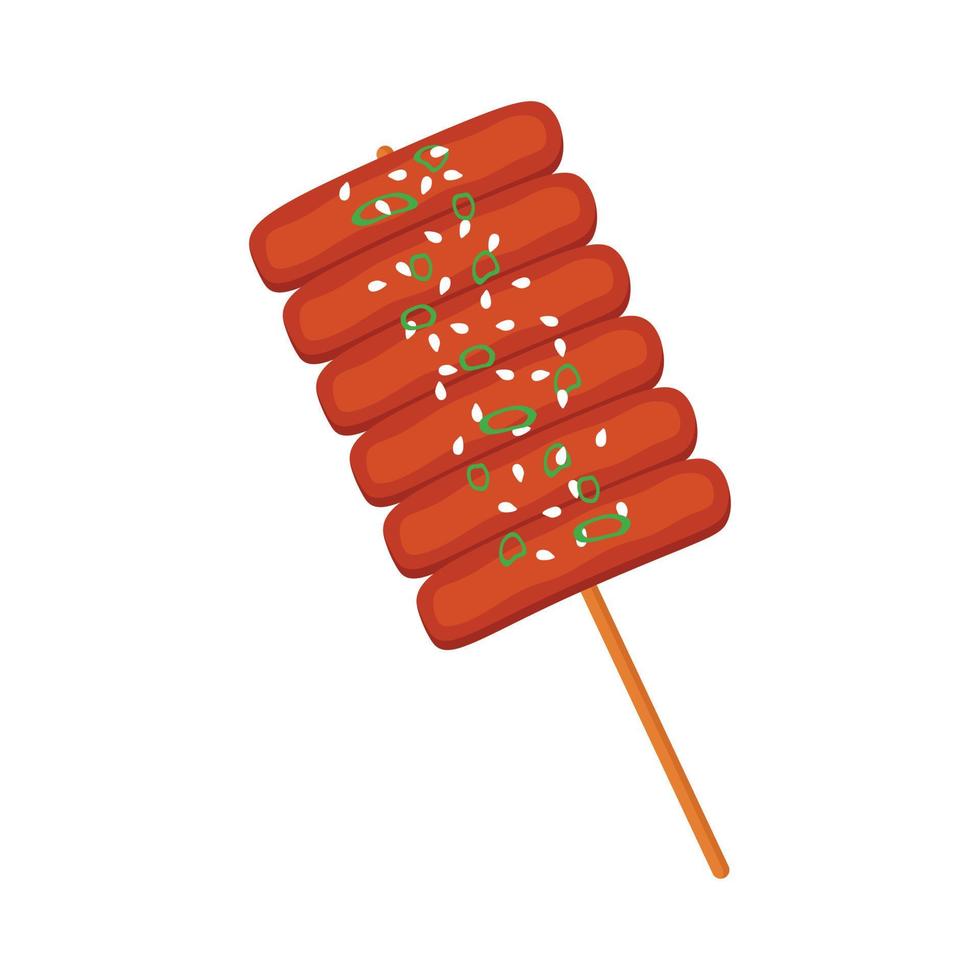 Korean street food, spicy rice cake homemade vector
