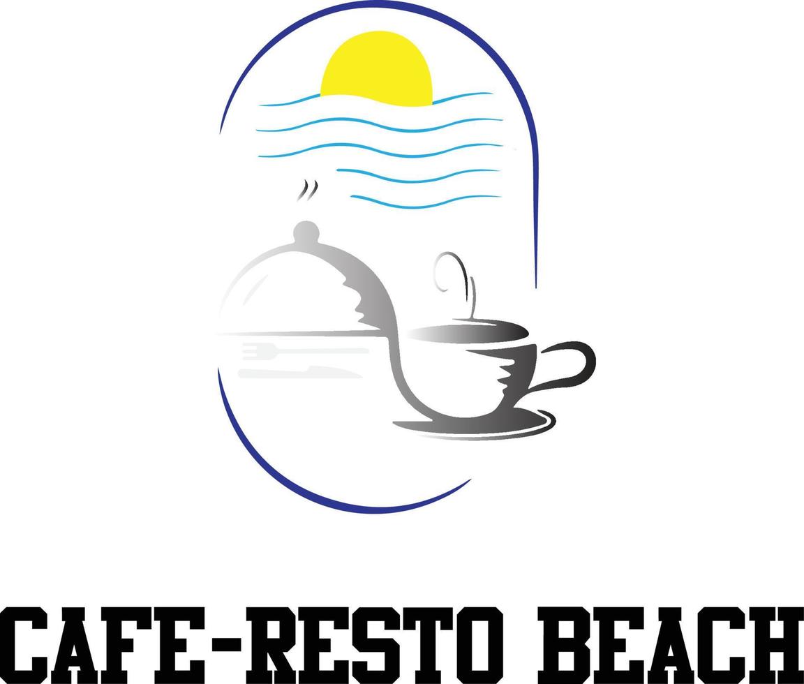 café resto playa logo vector archivo