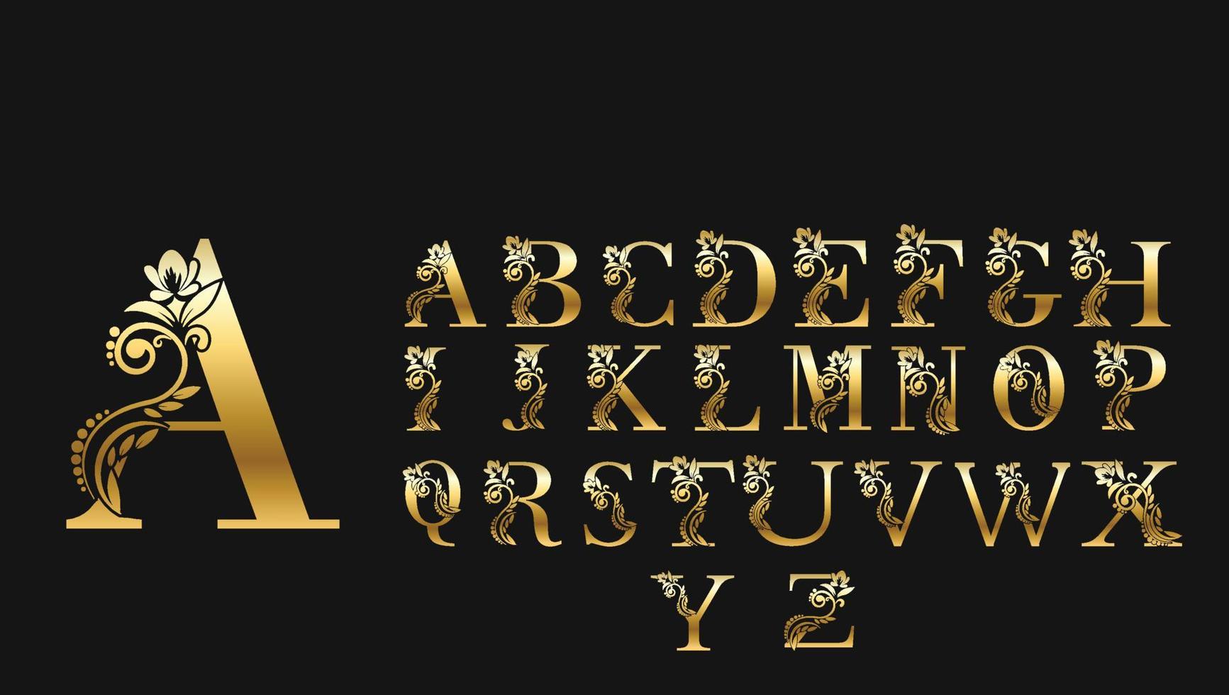 oro un a z letras vector archivo