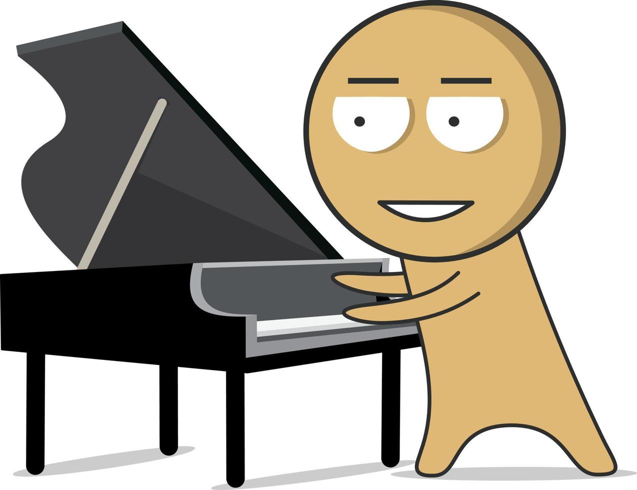 The boy stands next to the piano, raising his hands over the keys. vector