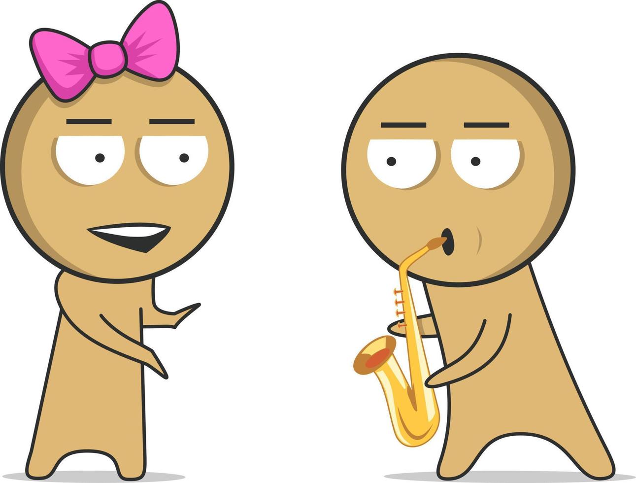 A girl applauds a boy playing the saxophone vector