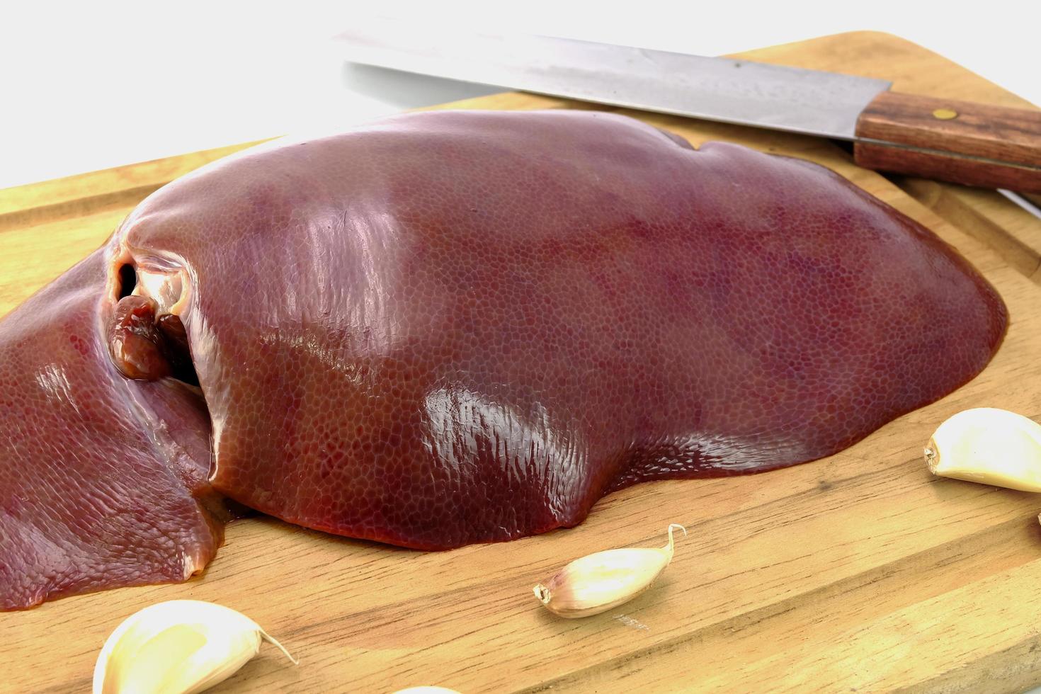 close up raw liver for cooking photo