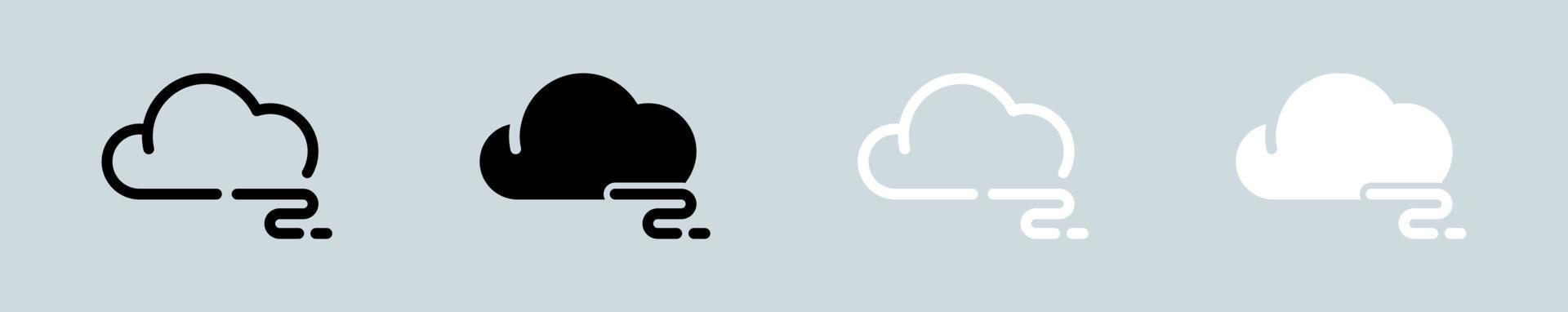 Foggy icon set in black and white. Weather signs vector illustration.