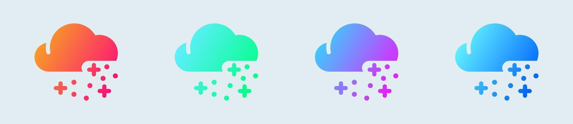 Snowy solid icon in gradient colors. Weather signs vector illustration.