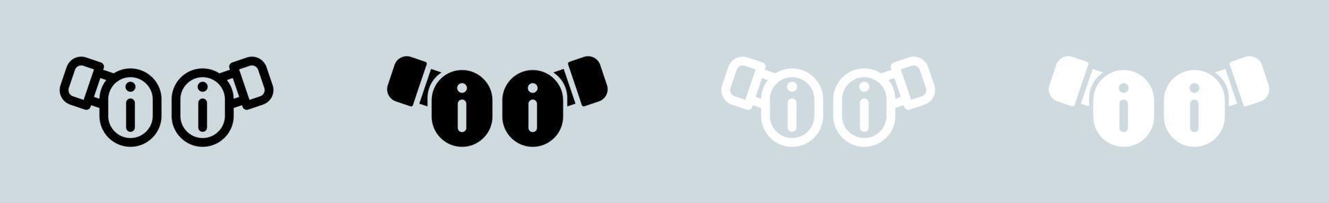 Earbuds icon set in black and white. Wireless earphones signs vector illustration.