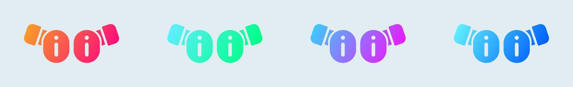 Earbuds solid icon in gradient colors. Wireless earphones signs vector illustration.