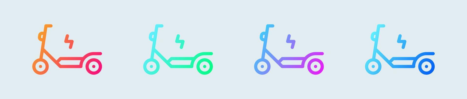 eléctrico scooter línea icono en degradado colores. transporte señales vector ilustración.