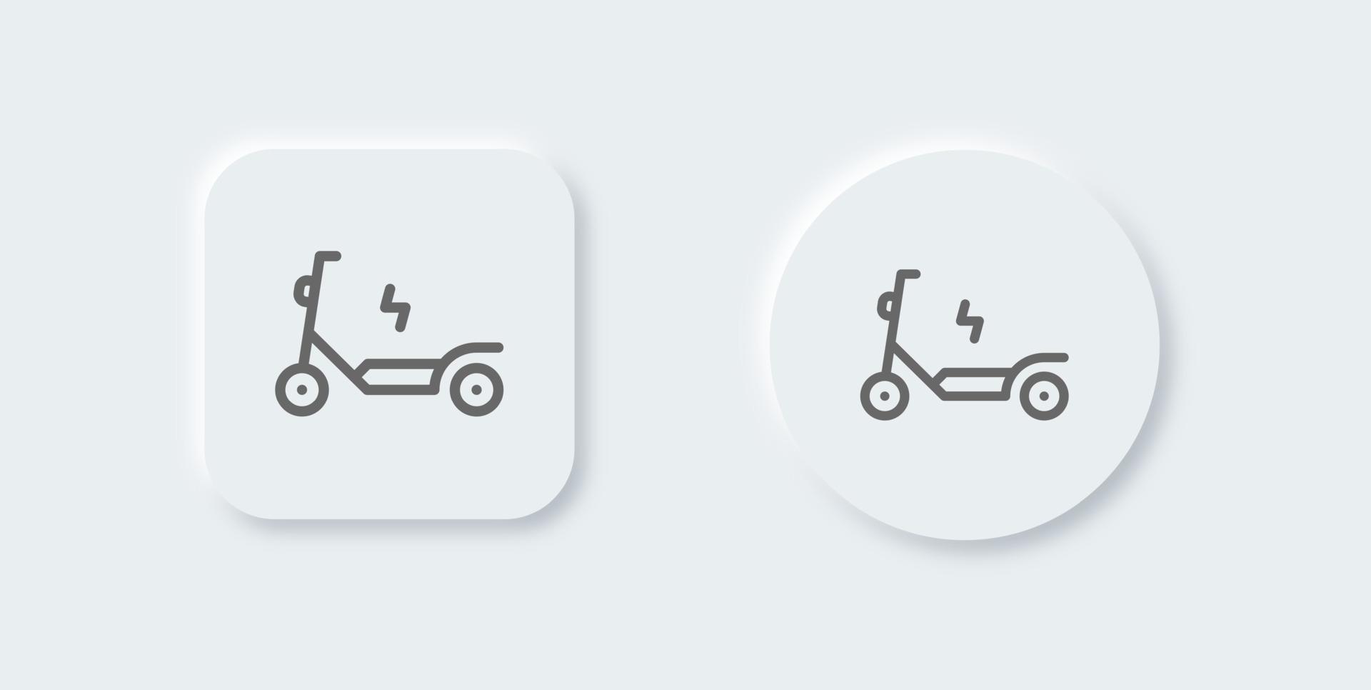 Electric scooter line icon in neomorphic design style. Transport signs vector illustration.