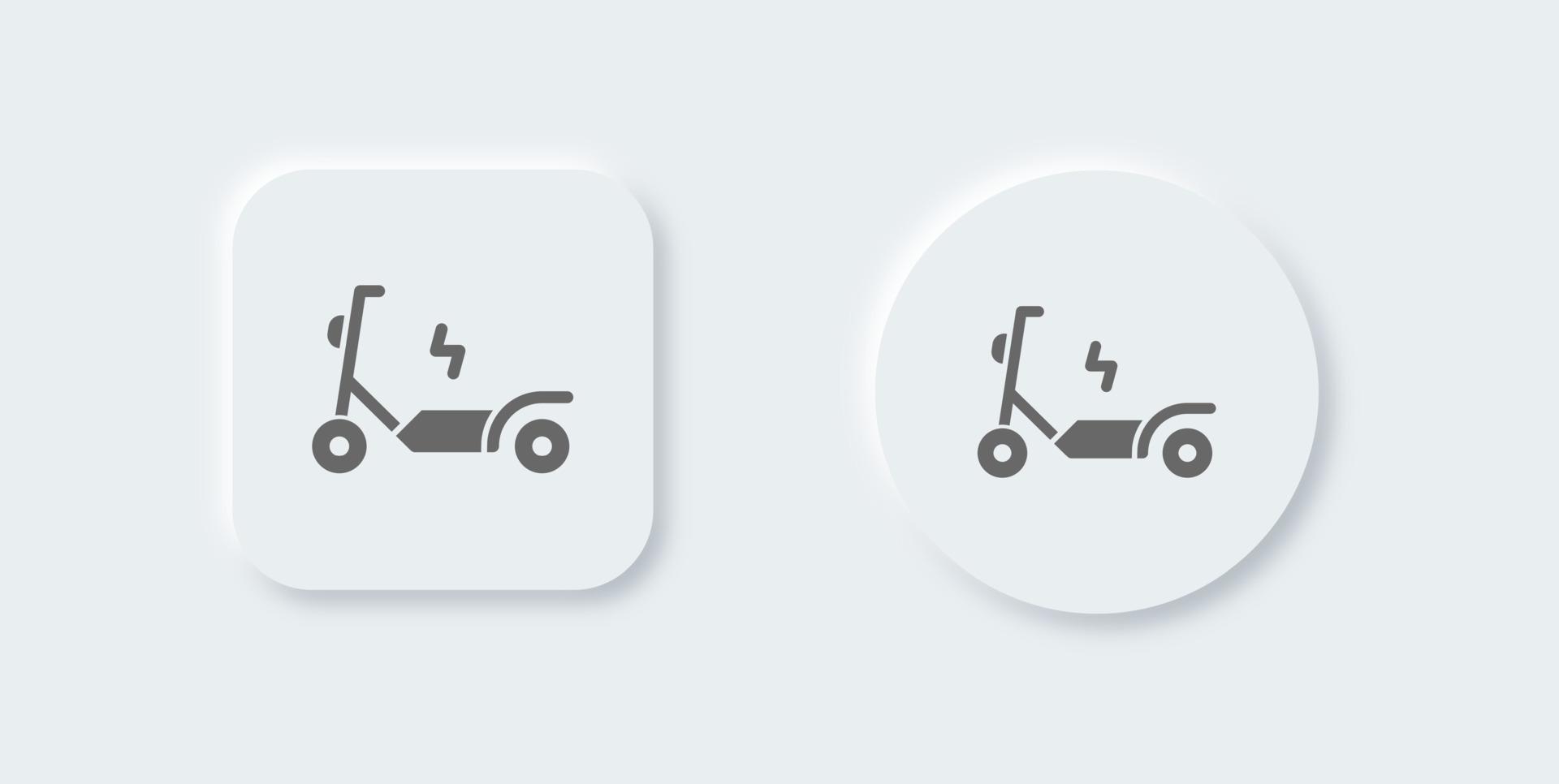 Electric scooter solid icon in neomorphic design style. Transport signs vector illustration.