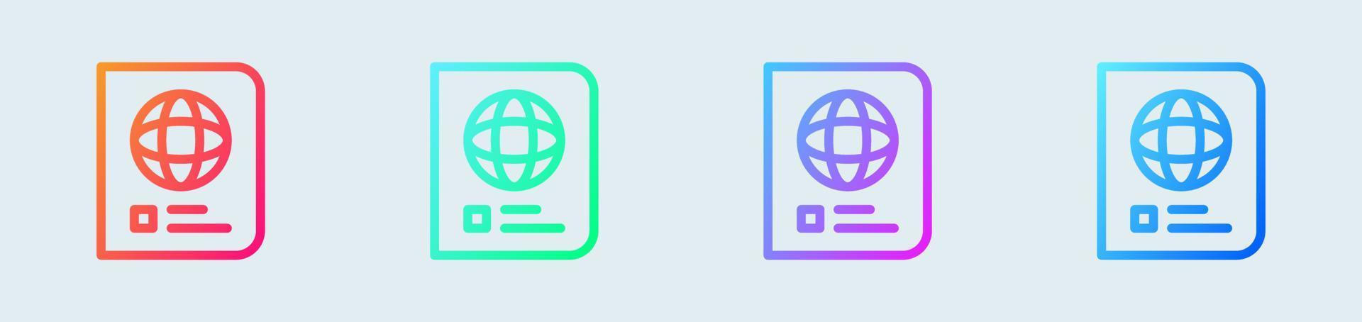 Passport line icon in gradient colors. Immigration signs vector illustration.