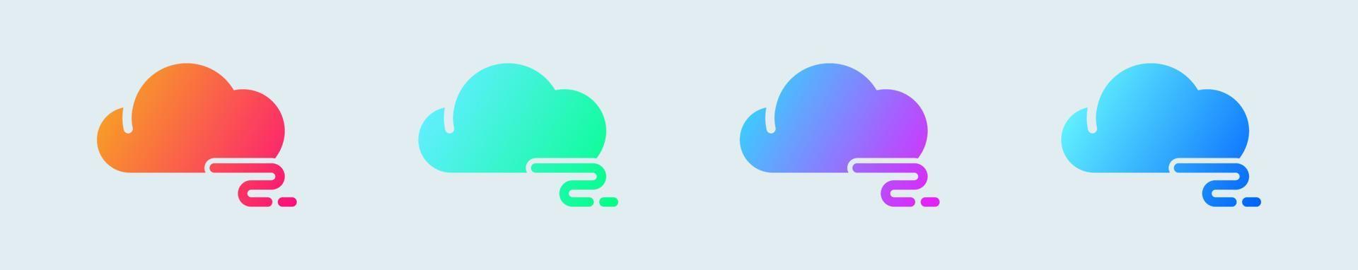 Foggy solid icon in gradient colors. Weather signs vector illustration.