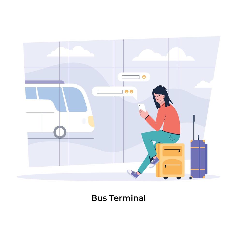 Trendy Bus Terminal vector