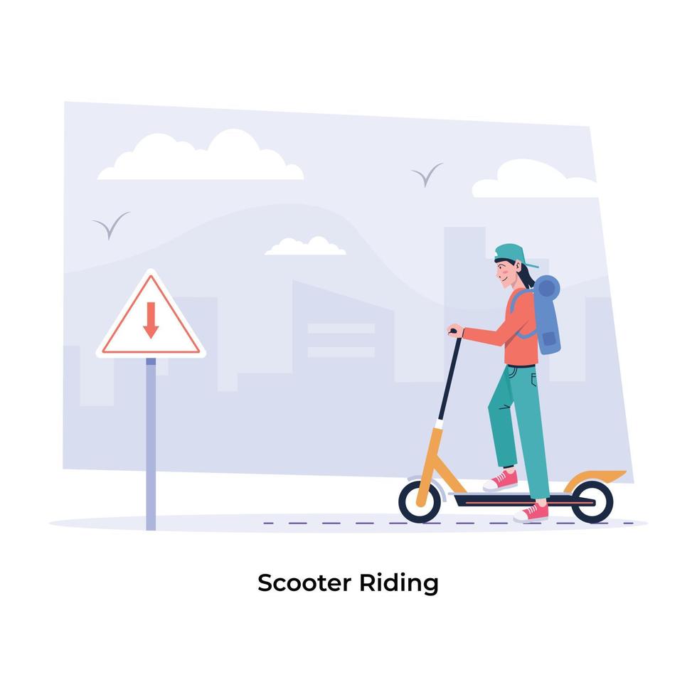 Trendy Scooter Riding vector