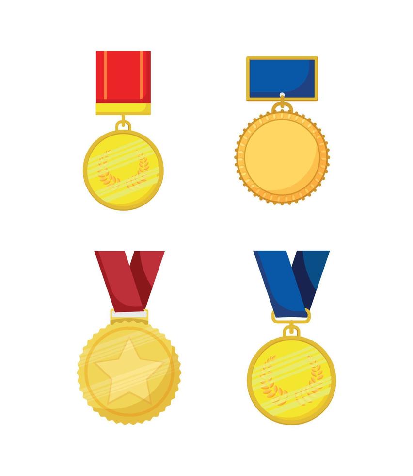 conjunto de medalla con cinta vector