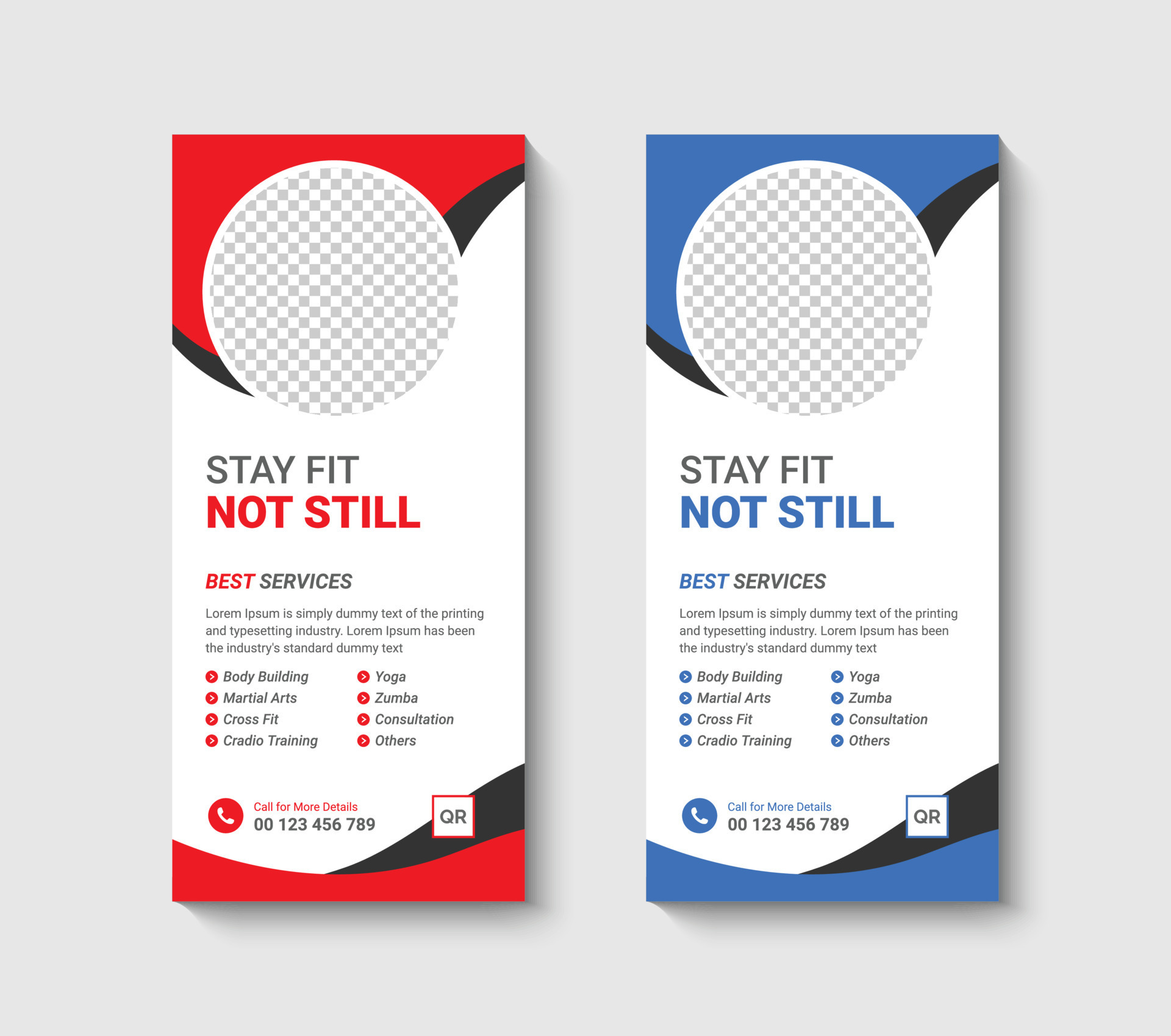 Gym fitness rack card or dl flyer design template 20405788 Vector Art