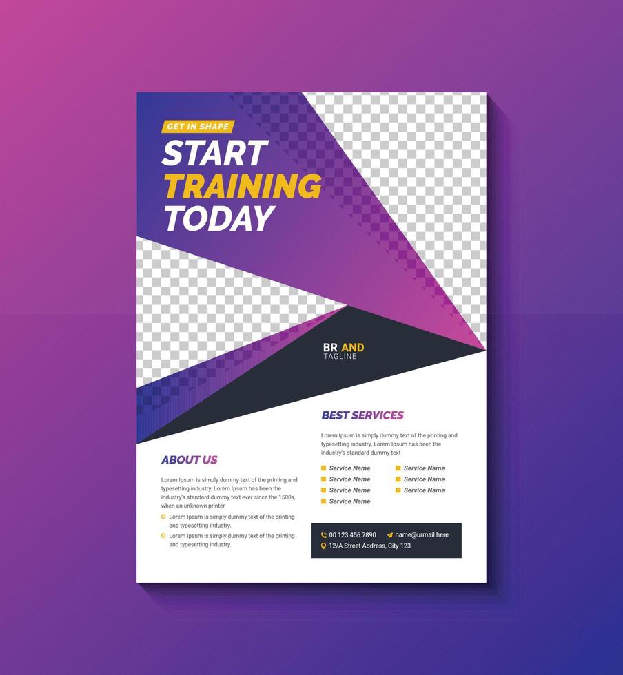 GYM Fitness Flyer Template, Layout Design Template for Sport Event, Fitness Body Building and Gym Flyer A4 Size vector