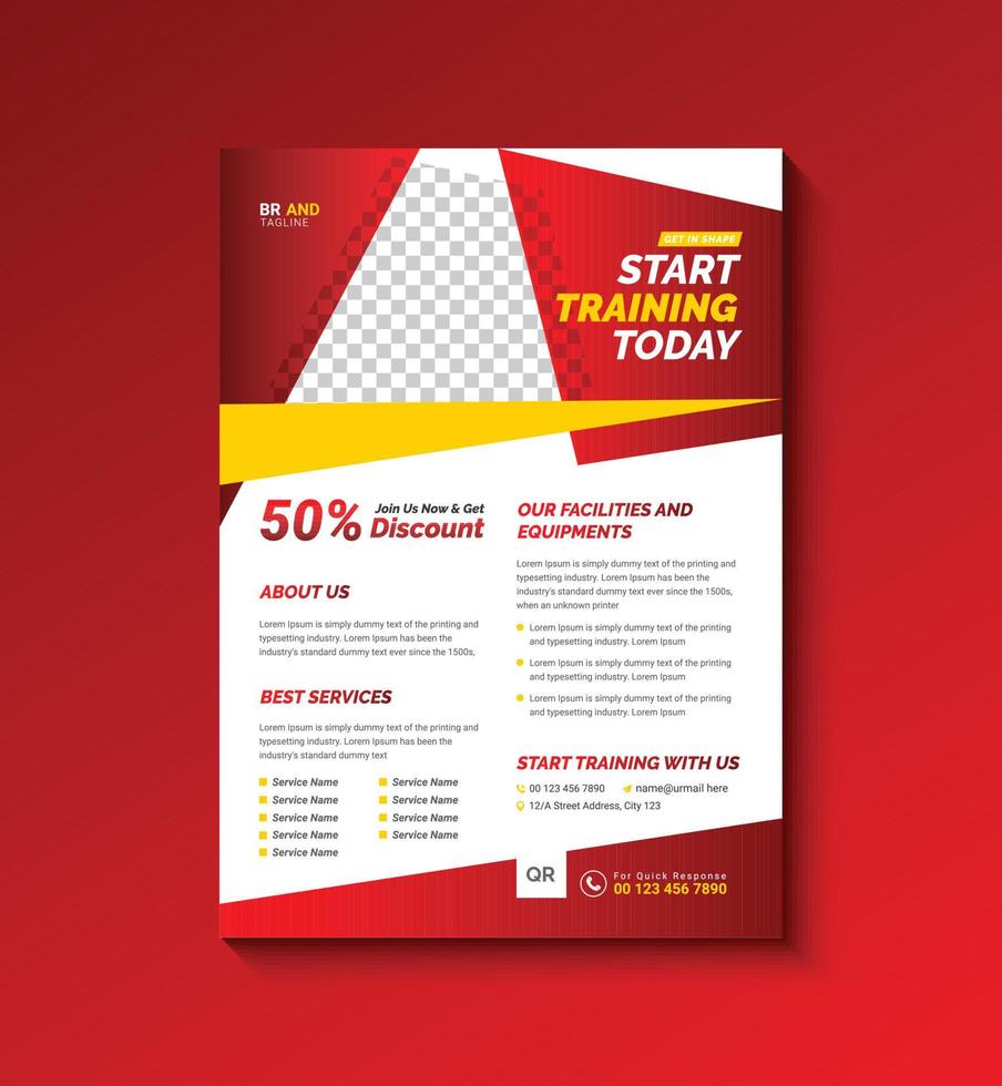GYM Fitness Flyer Template, Layout Design Template for Sport Event, Fitness Body Building and Gym Flyer A4 Size vector