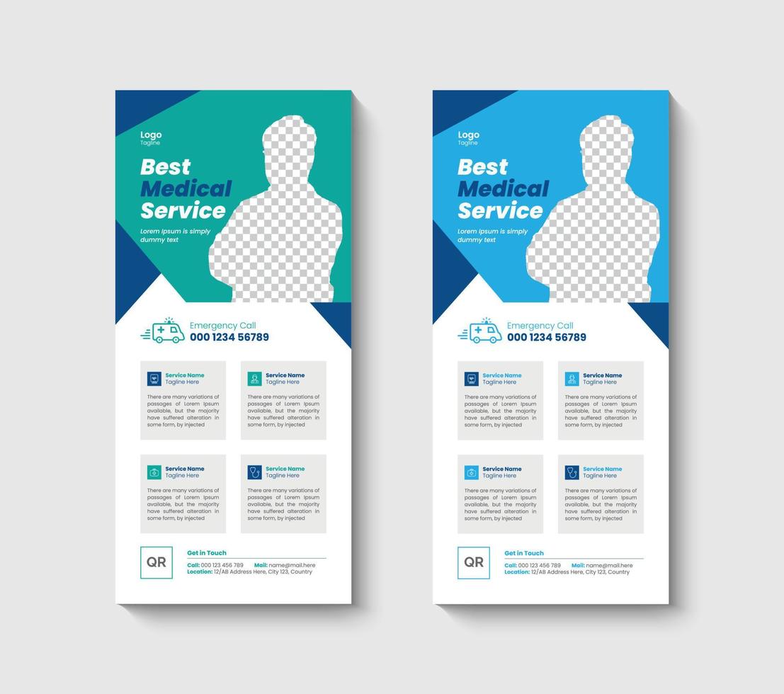 Medical rack card dl flyer design template vector