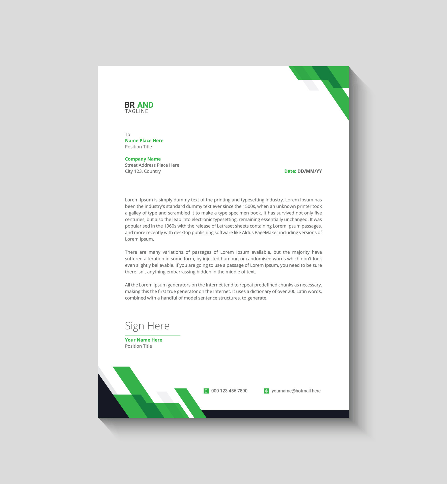 Business letterhead Letterhead template with various colors