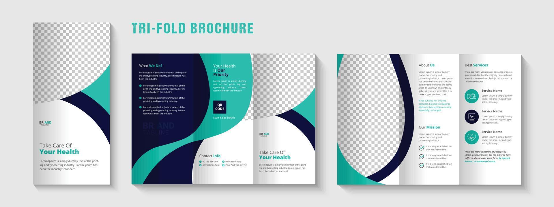 Medical trifold brochure template design vector