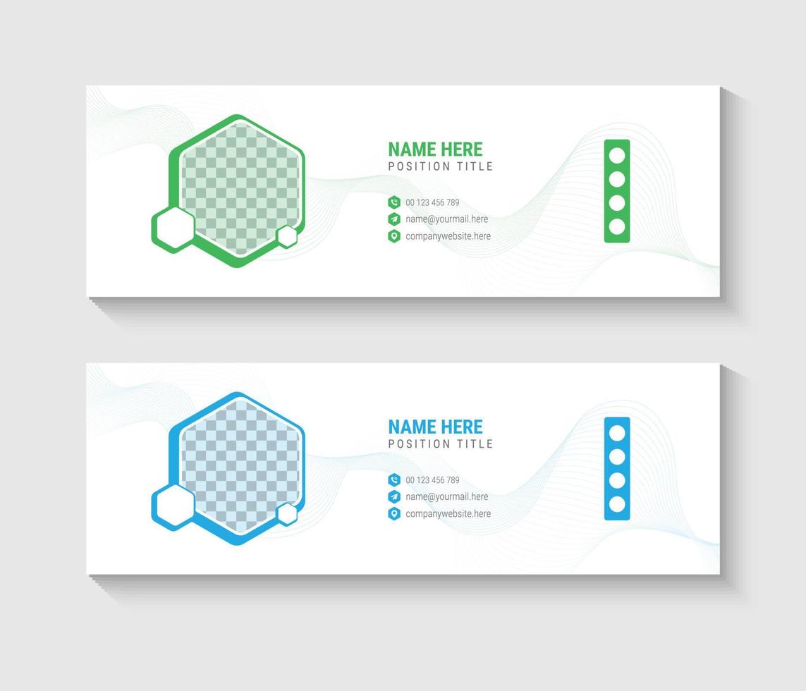 Professional business and corporate email signature with an author photo place. Email footer template design vector