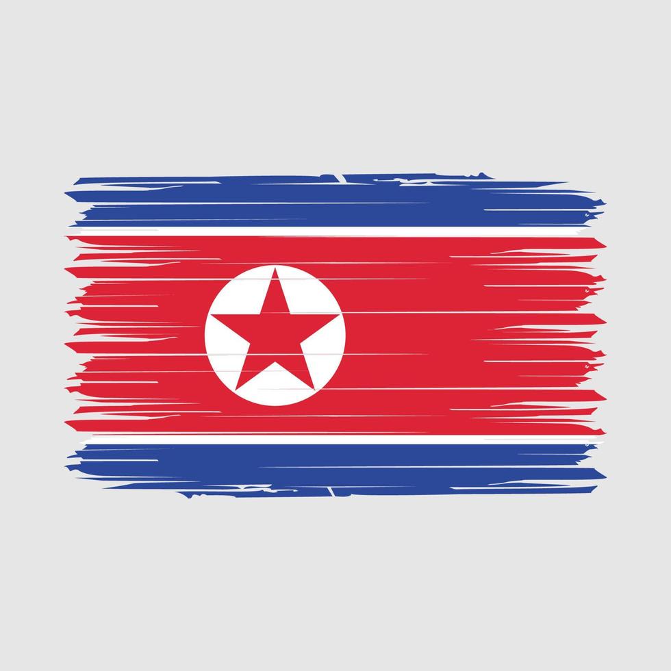 North Korea Flag Brush Vector Illustration