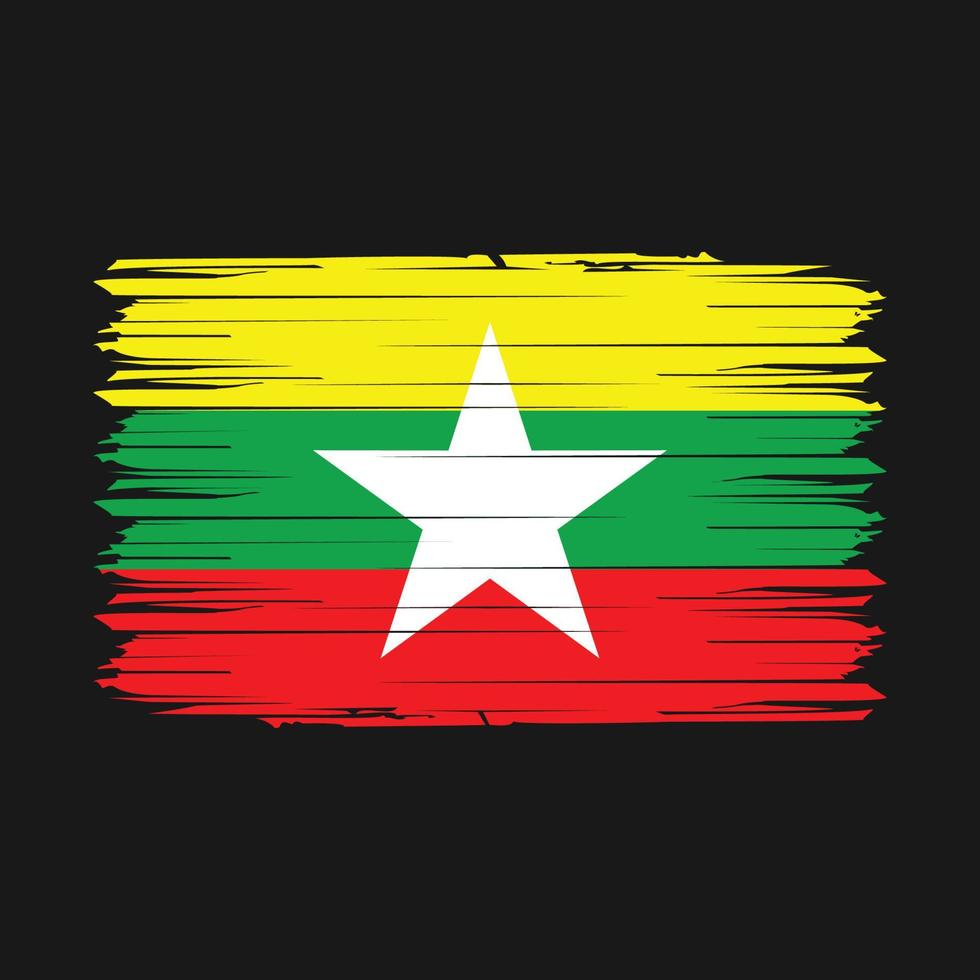 Ilustración de vector de cepillo de bandera de myanmar