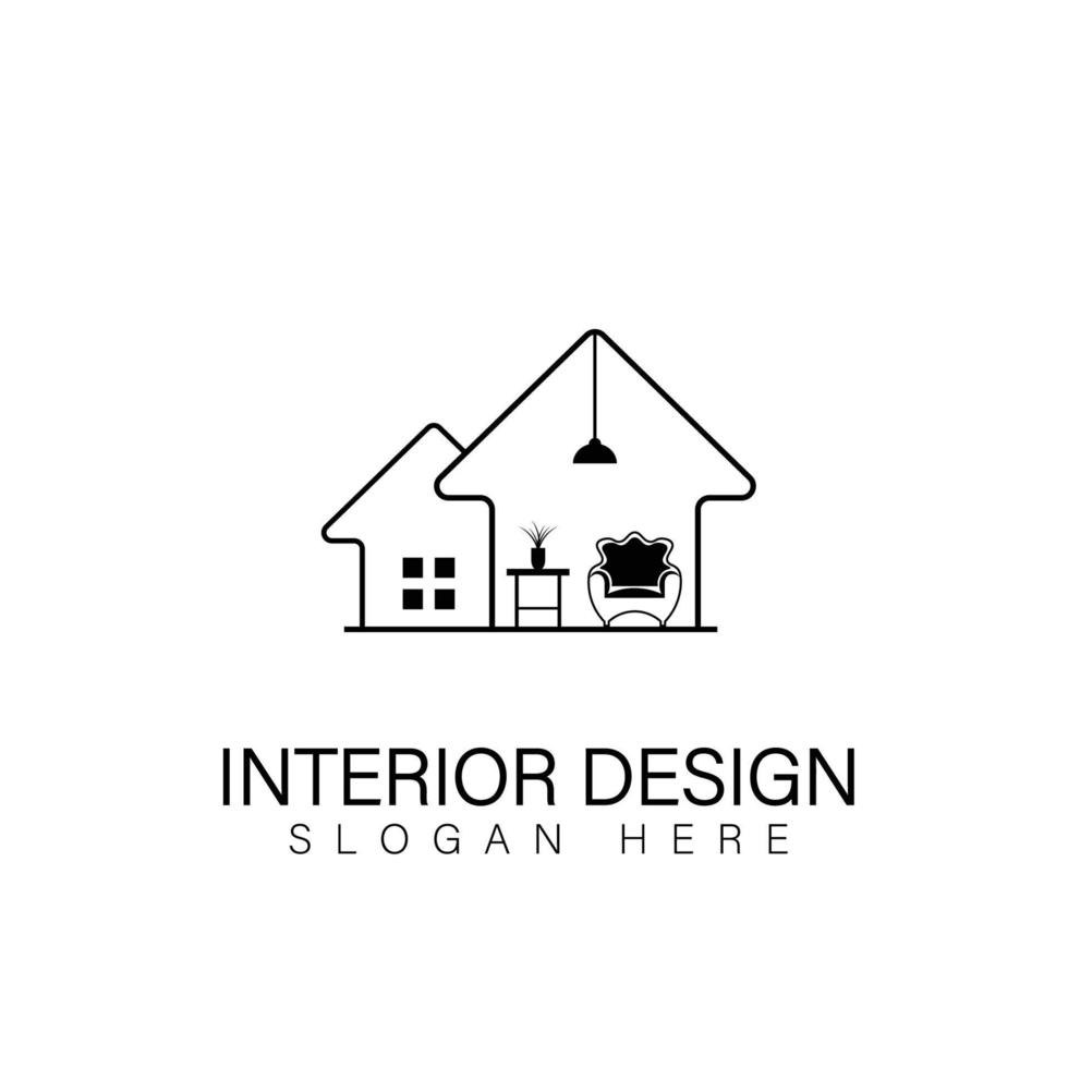 habitación interior, diseño del logotipo de la galería de muebles vector
