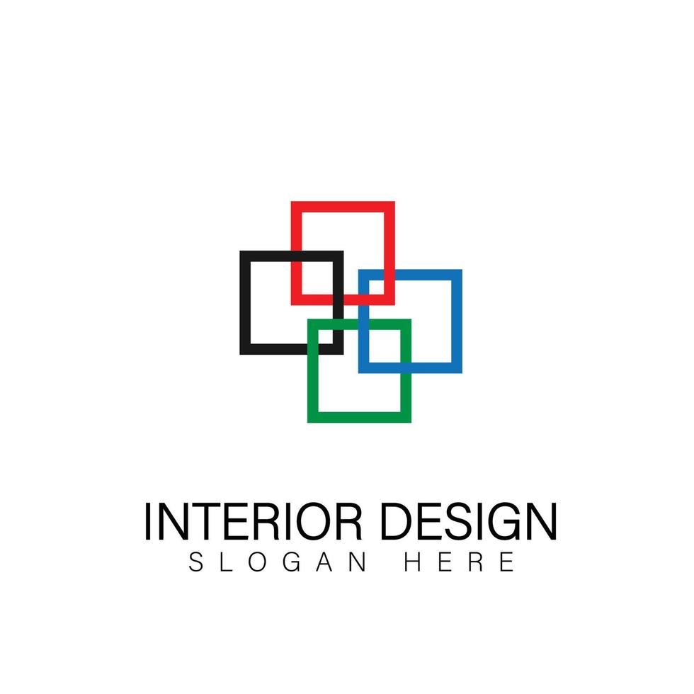 habitación interior, diseño del logotipo de la galería de muebles vector