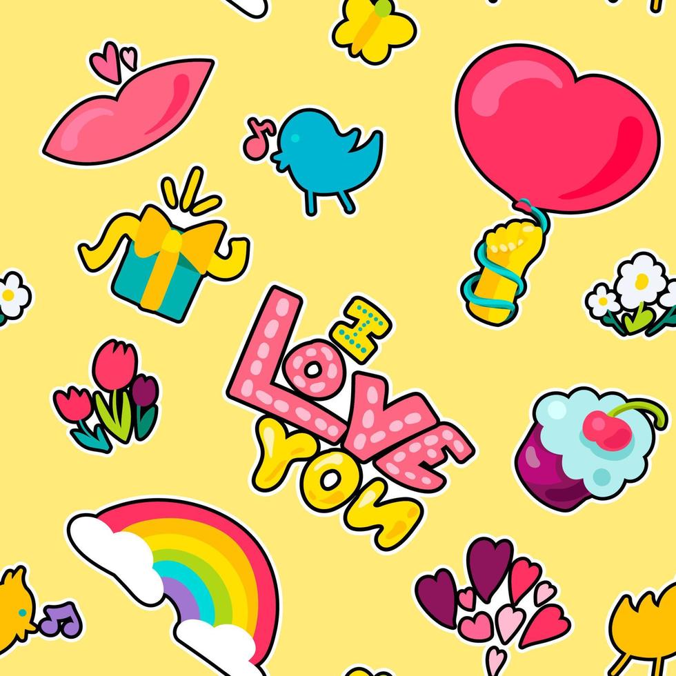 Love cartoon seamless pattern vector