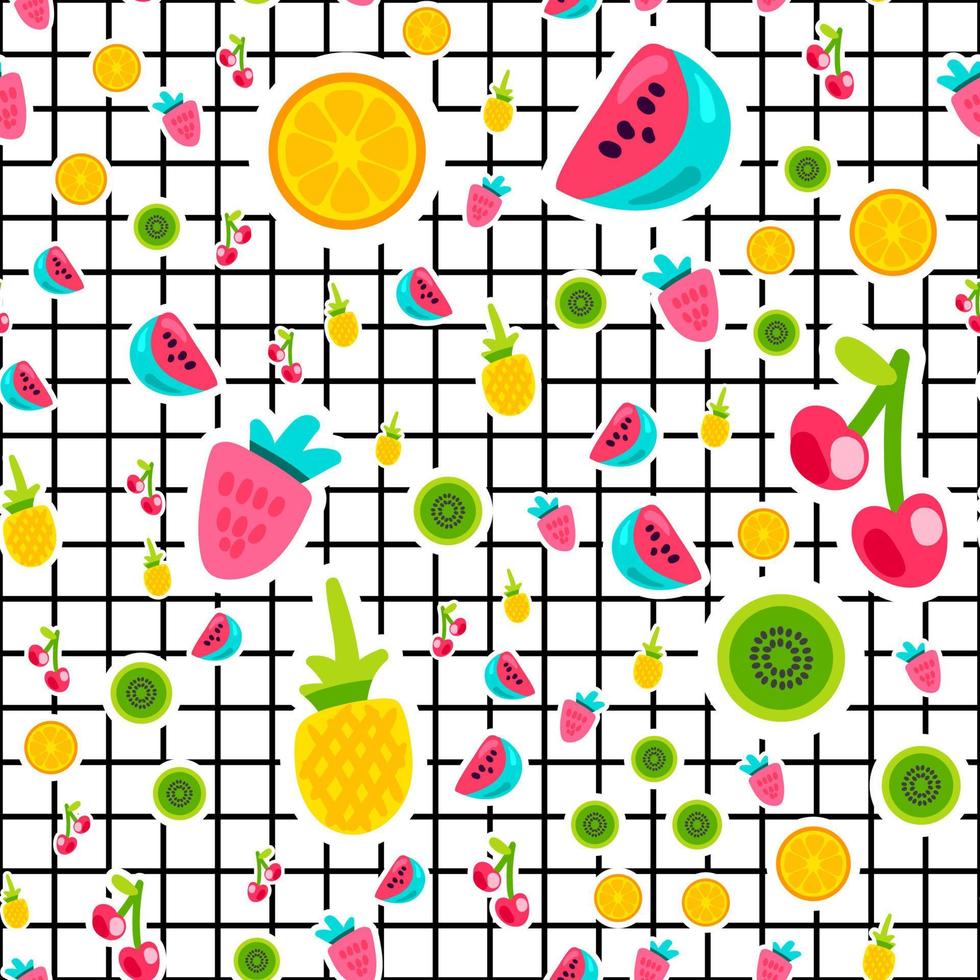 Tropical cartoon fruits seamless pattern vector