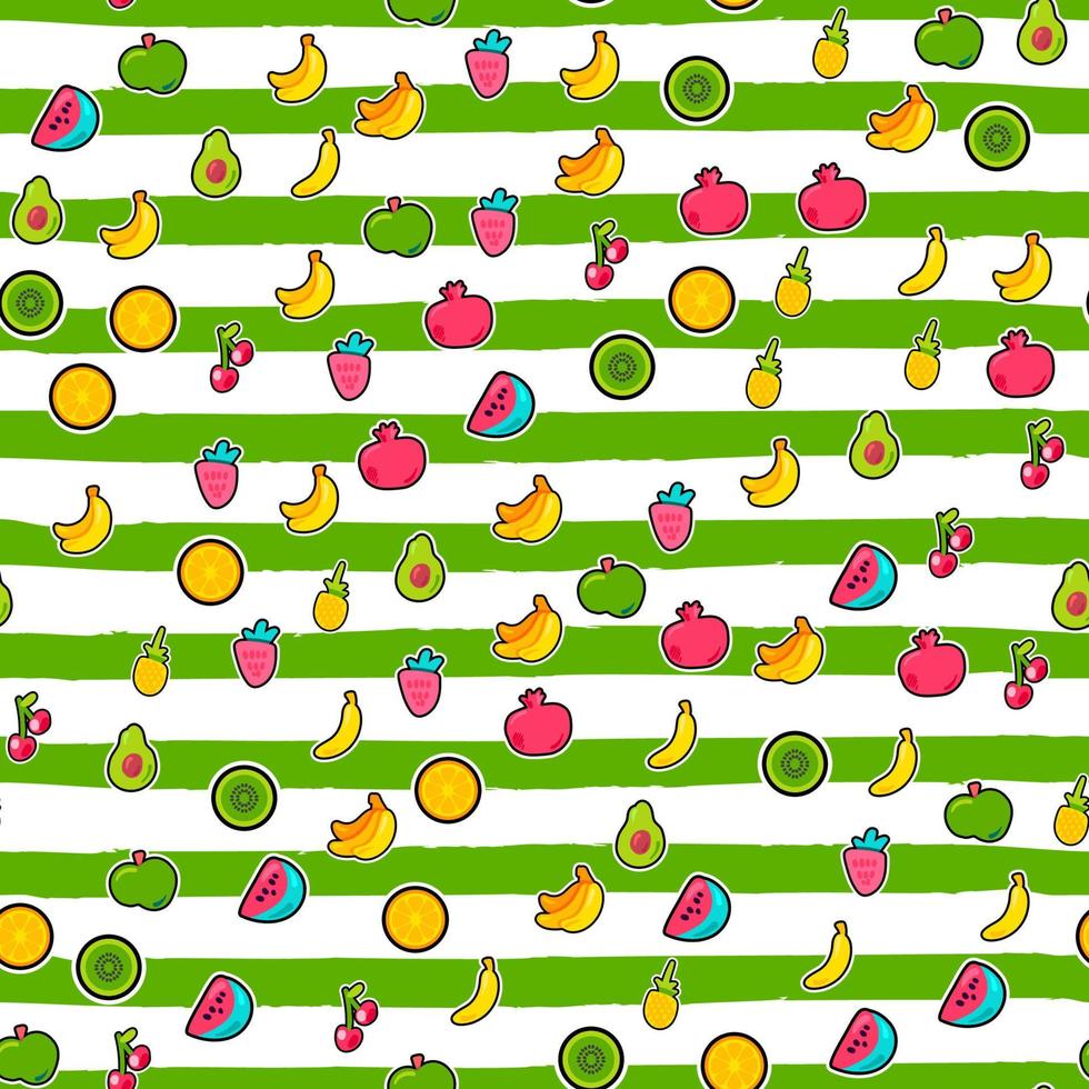 Fresh Summer Juicy Fruit Painted Seamless Pattern vector