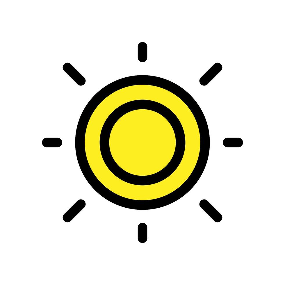 línea de icono de sol aislada sobre fondo blanco. icono negro plano y delgado en el estilo de contorno moderno. símbolo lineal y trazo editable. ilustración de vector de trazo simple y perfecto de píxeles