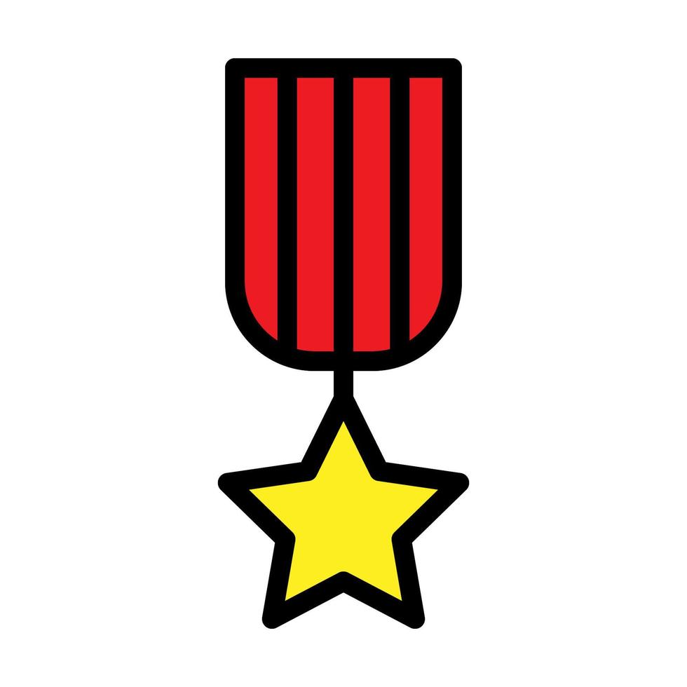Medal with star icon line isolated on white background. Black flat thin icon on modern outline style. Linear symbol and editable stroke. Simple and pixel perfect stroke vector illustration