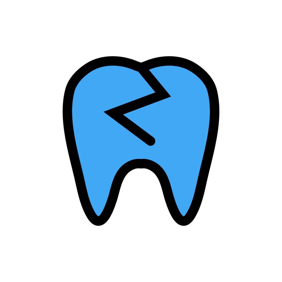 Broken tooth icon line isolated on white background. Black flat thin icon on modern outline style. Linear symbol and editable stroke. Simple and pixel perfect stroke vector illustration.