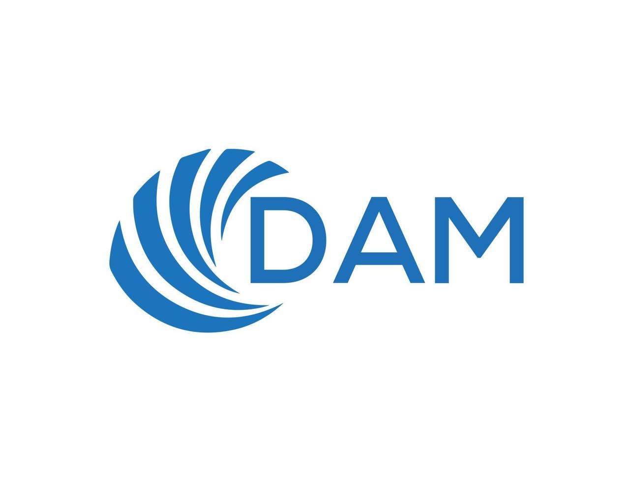 DAM letter logo design on white background. DAM creative circle letter logo concept. DAM letter design. vector