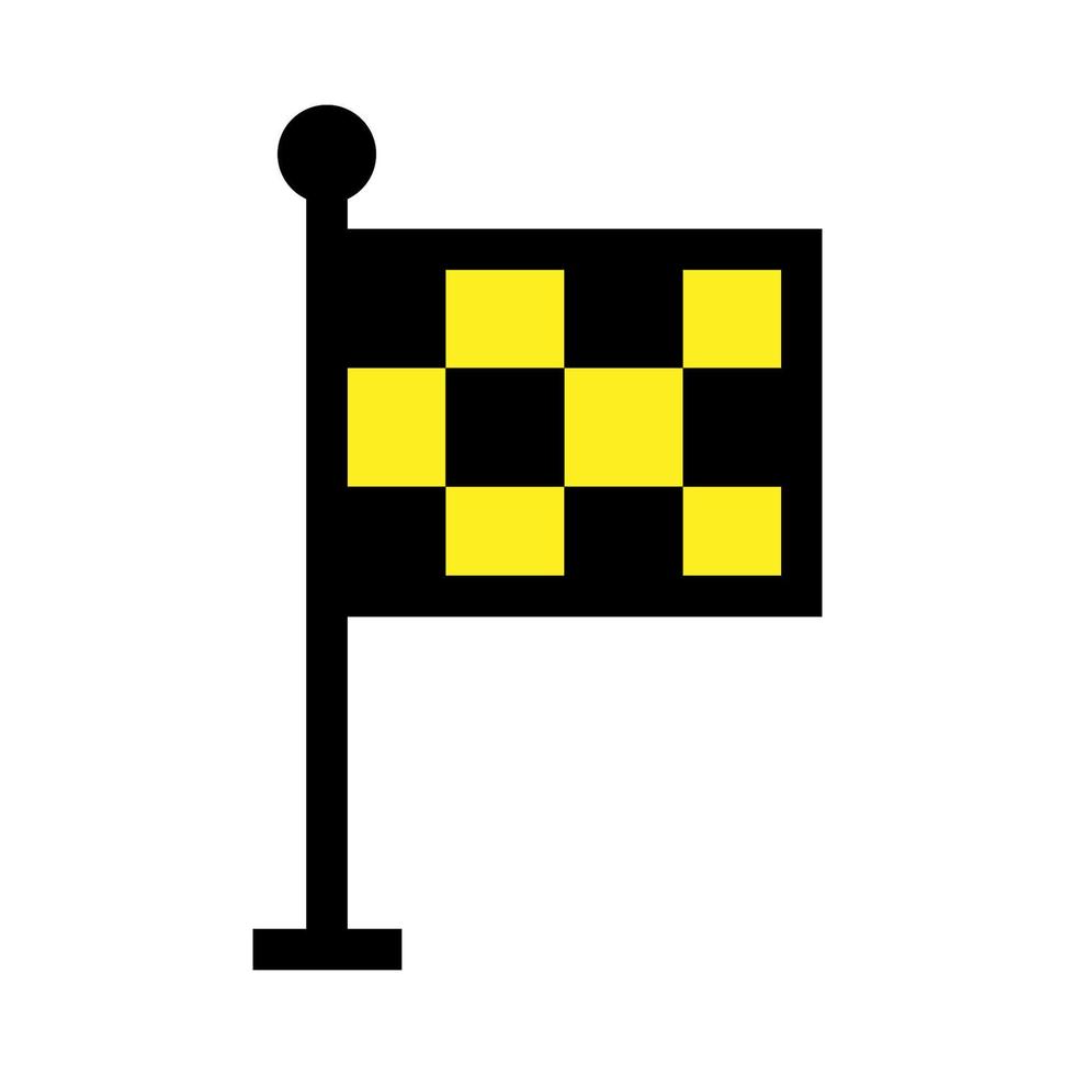 Flag icon. Checkered flags. Pixel art flat style. Design for logo