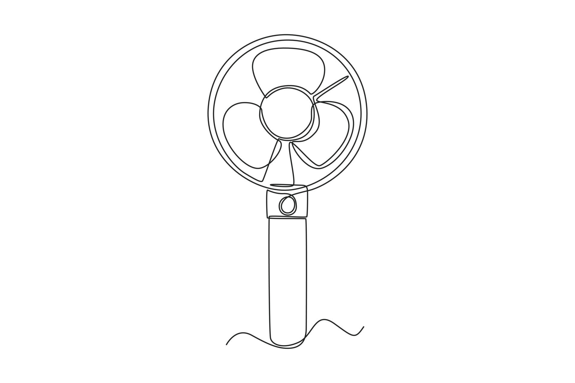 Single one line drawing portable fan. Electricity home appliance