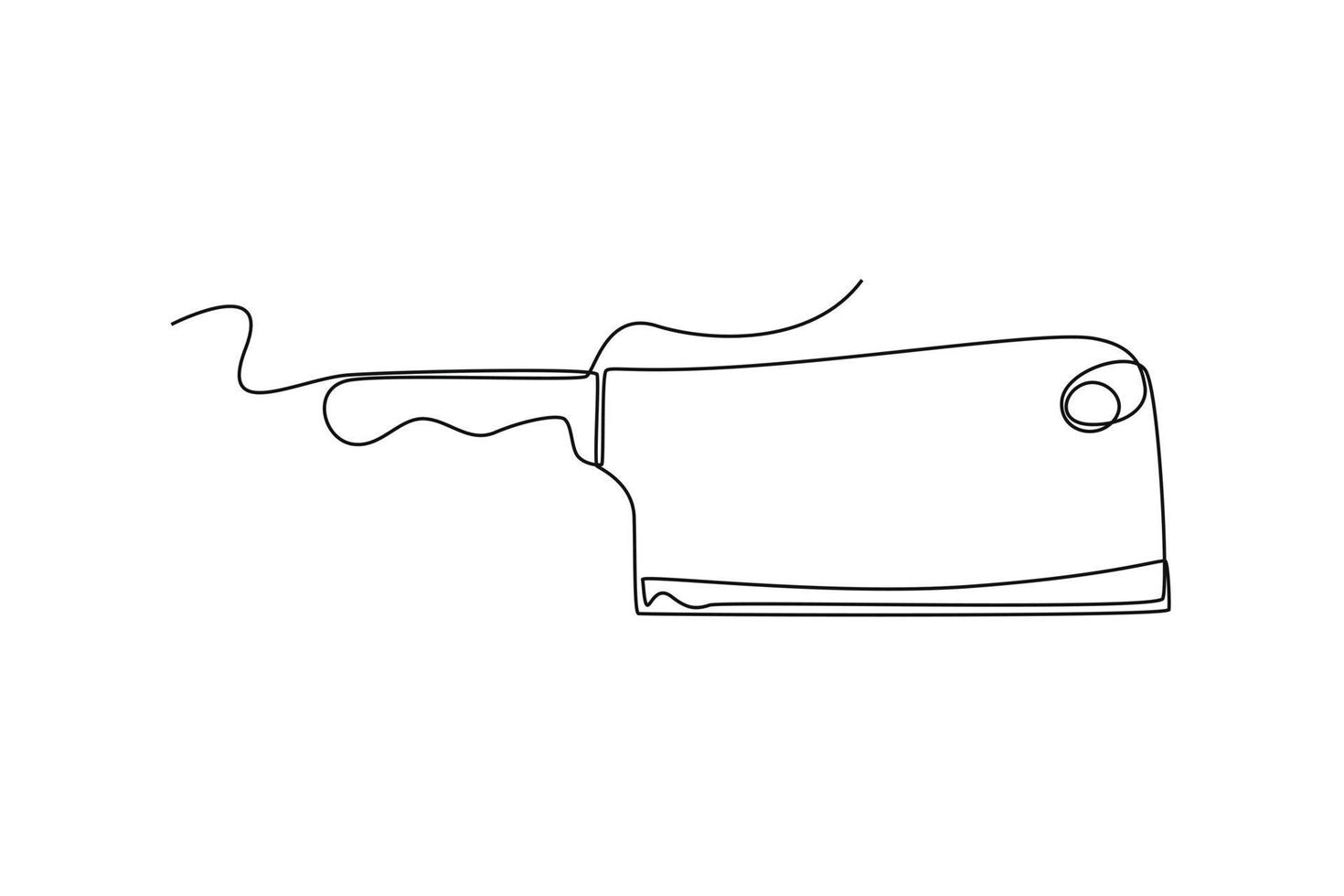 Single one line drawing meat cleaver. Cooking utensil concept