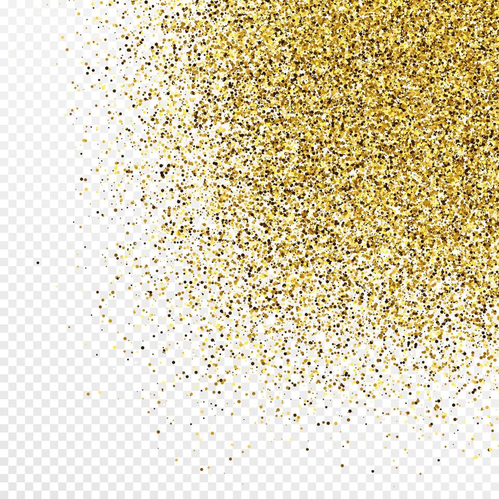 Gold glitter confetti backdrop isolated on white transparent background