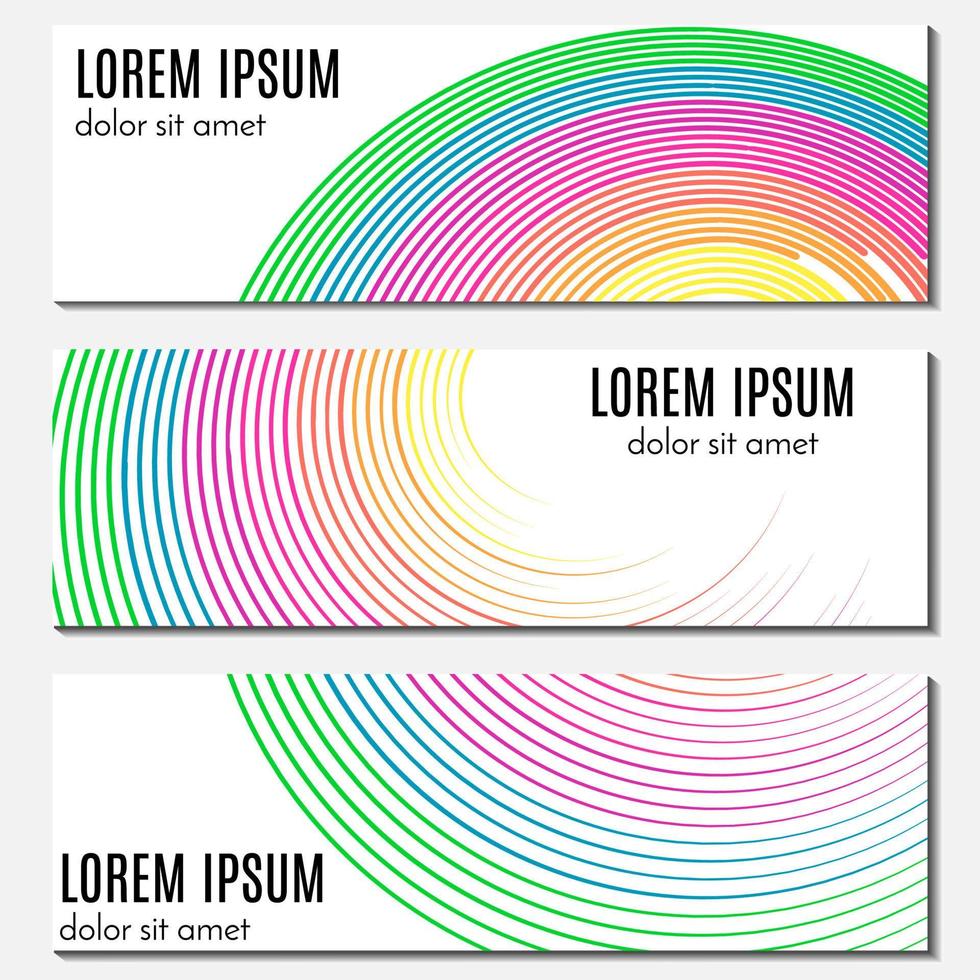 Set of colorful abstract header banners with curved lines and place for text. Vector backgrounds for web design.