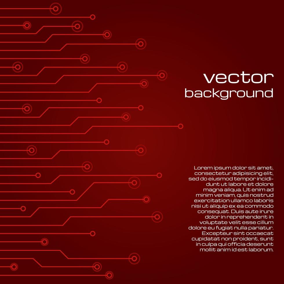 resumen tecnológico oscuro rojo antecedentes con elementos de el pastilla. circuito tablero antecedentes textura. vector ilustración.