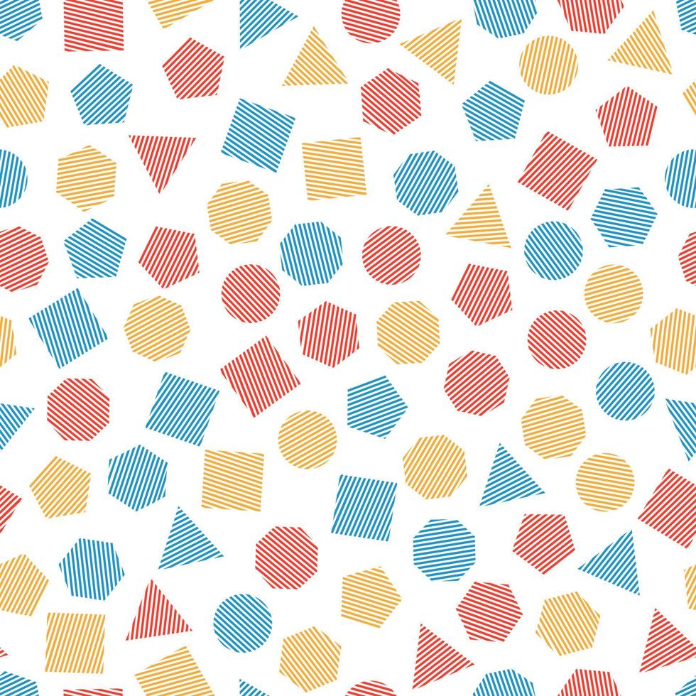 Seamless geometric pattern with multicolored geometric elements for tissue and postcards. Hipsters modern color background. Vector illustration