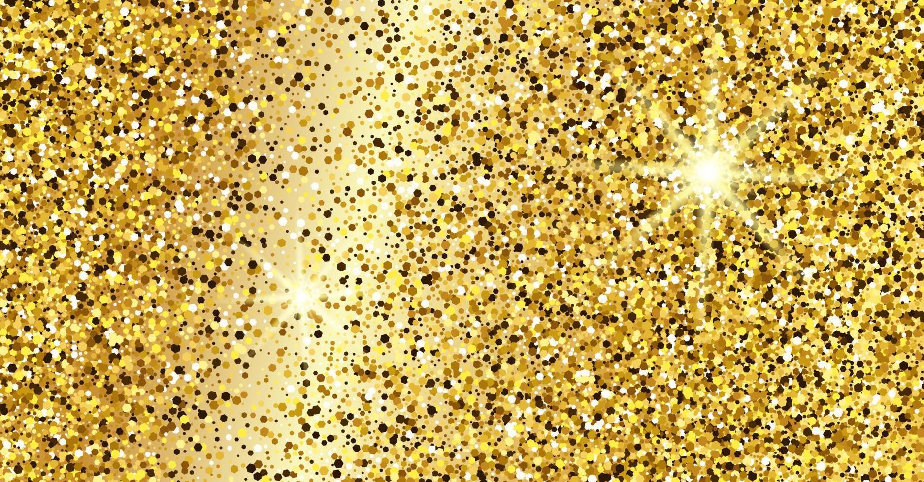 Golden glittering background with gold sparkles and glitter effect. Banner design. Empty space for your text. Vector illustration