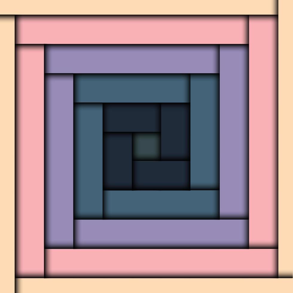 Abstract Background with Multicolor Square Spiral and Shadow vector