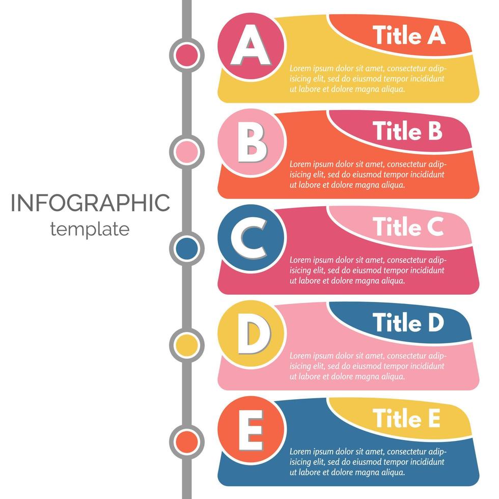 Five steps infographic design elements. Step by step infographic design template. Vector illustration