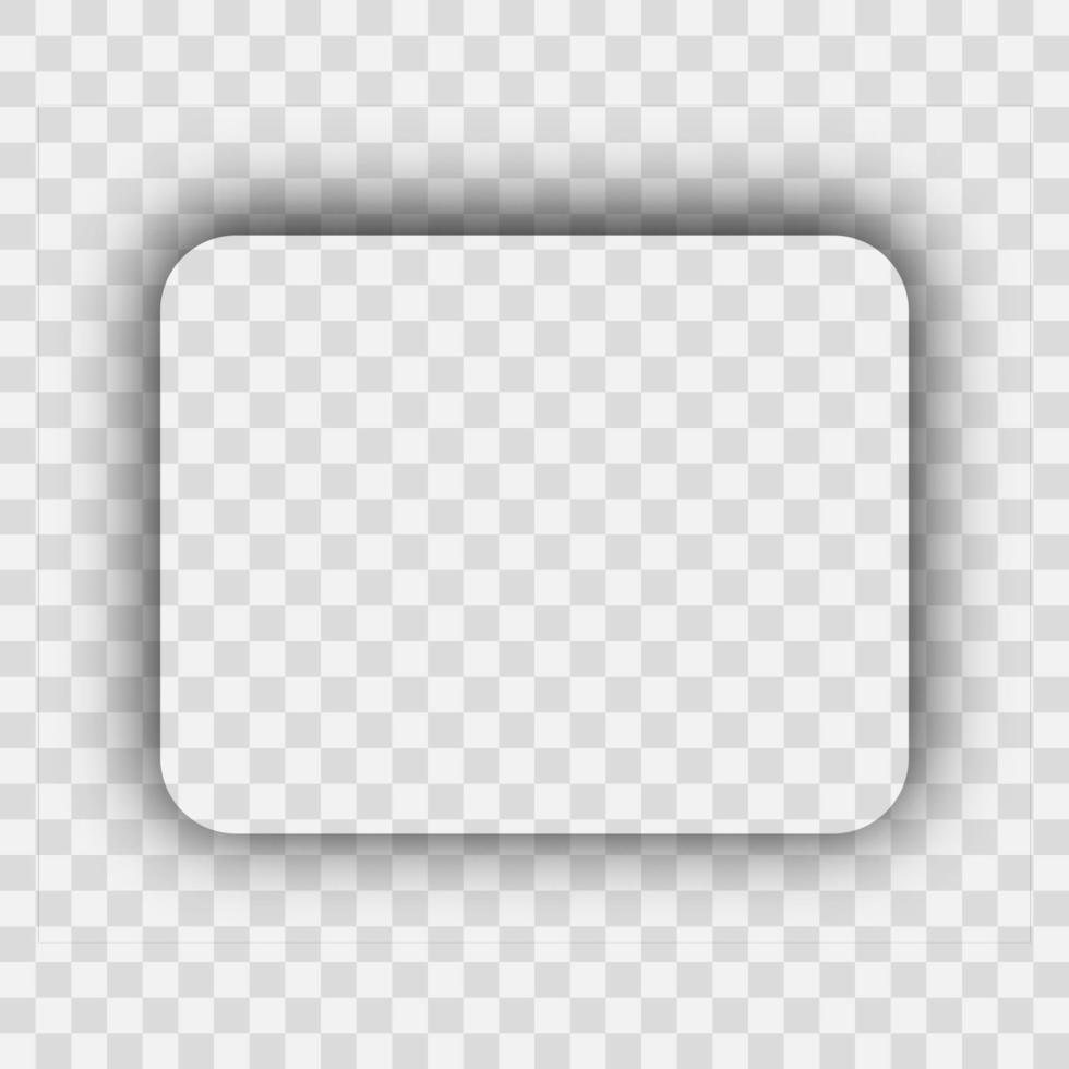 Dark transparent realistic shadow. Rounded rectangle shadow vector