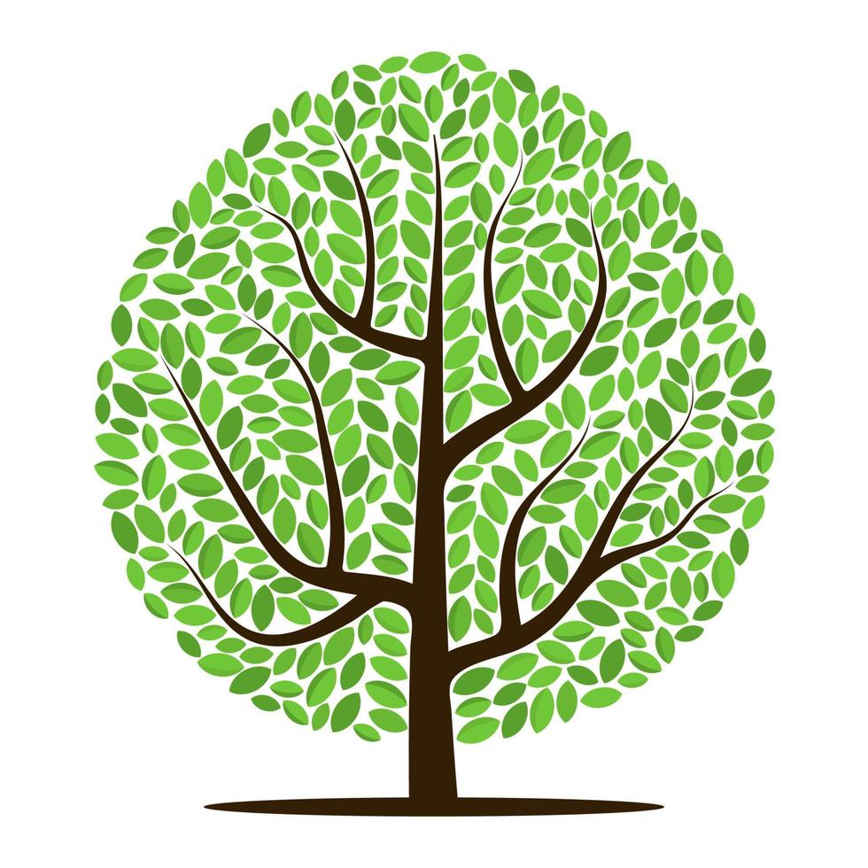 vector árbol con verde hojas aislado en un blanco antecedentes